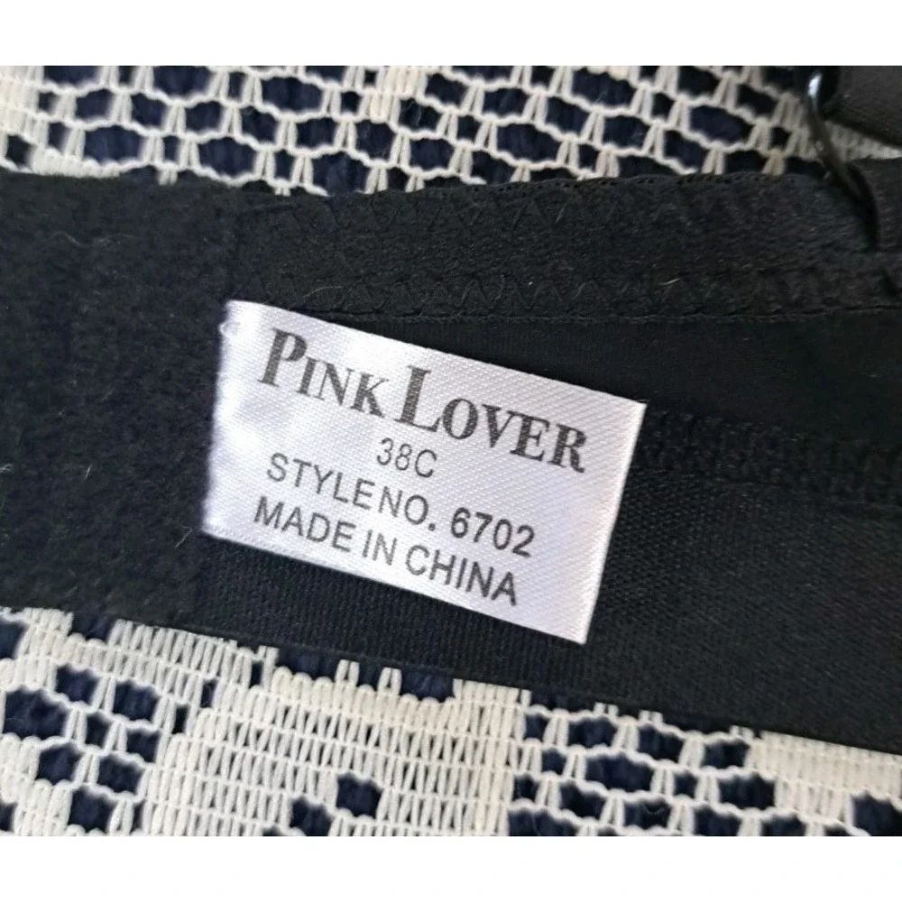 Pink Lover Wireless Bra 38C Black Adjustable Straps Style 6702 Intimate Lingerie